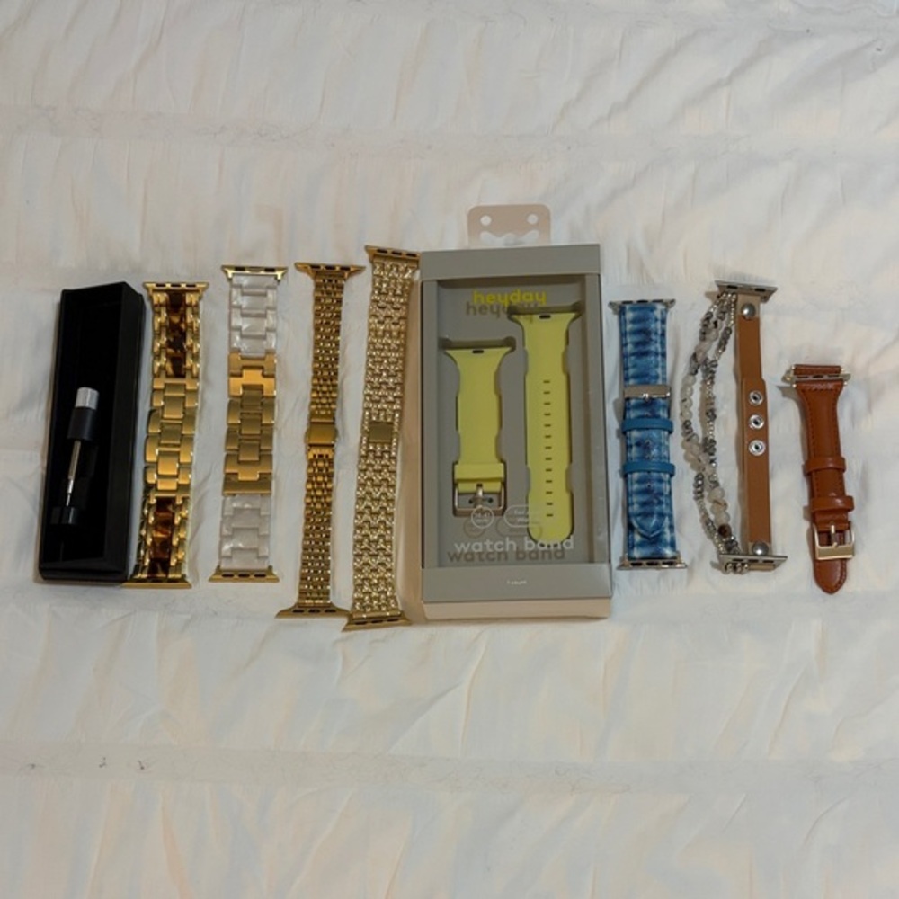 Assorted Watch Bands Lot with Yellow Silicone Band 38-41mm